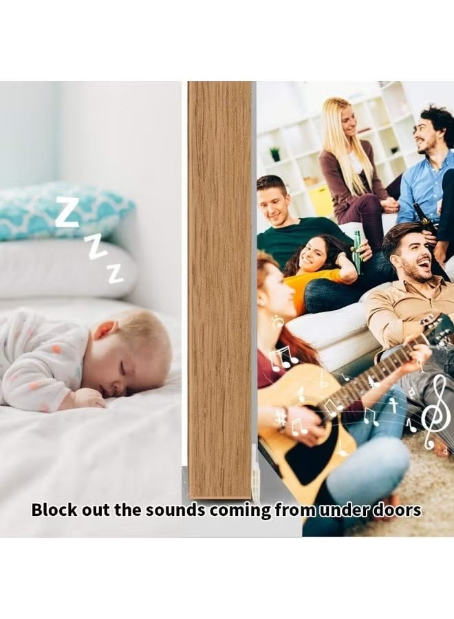 MANBO 100cm Brown Door Bottom Draft Stopper, Wind Dust Noise Weather Stripping, Heat Sound Insulation Seal Strip with Insect Barrier for Indoor Outdoor Use - Image 2